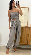 CONJUNTO VICHY BANDA + PANTALÓN ABIERTO