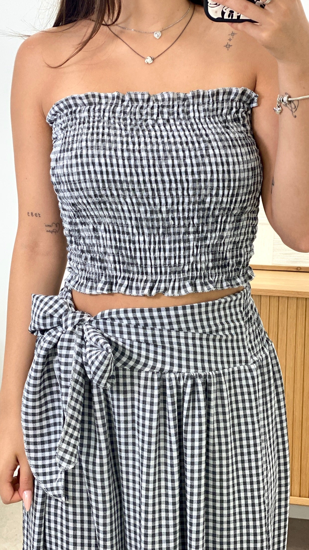 CONJUNTO VICHY BANDA + PANTALÓN ABIERTO