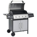 Barbacoa Grill De Gas 4+1 Quemadores Negra Y Plateada Vidaxl