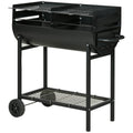 Barbacoa De Carbón De Metal 90x45x96 Cm-outsunny. Negro