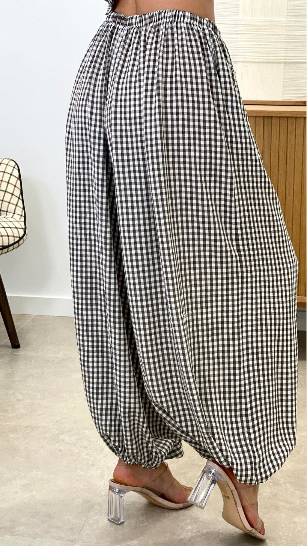 CONJUNTO TOP VUELO + PANTALÓN BOMBACHO VICHY
