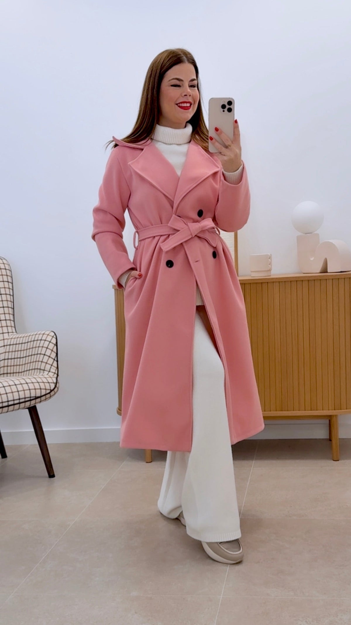 ABRIGO PAÑO FONDAR TOTAMONA. Gabardina con Cuello de Pico con Solapas, Sin Forro, Elástico, Corte Recto, Ropa De Mujer, para Cualquier Ocasión, Formal o Casual, Especial Para Otoño e Invierno.