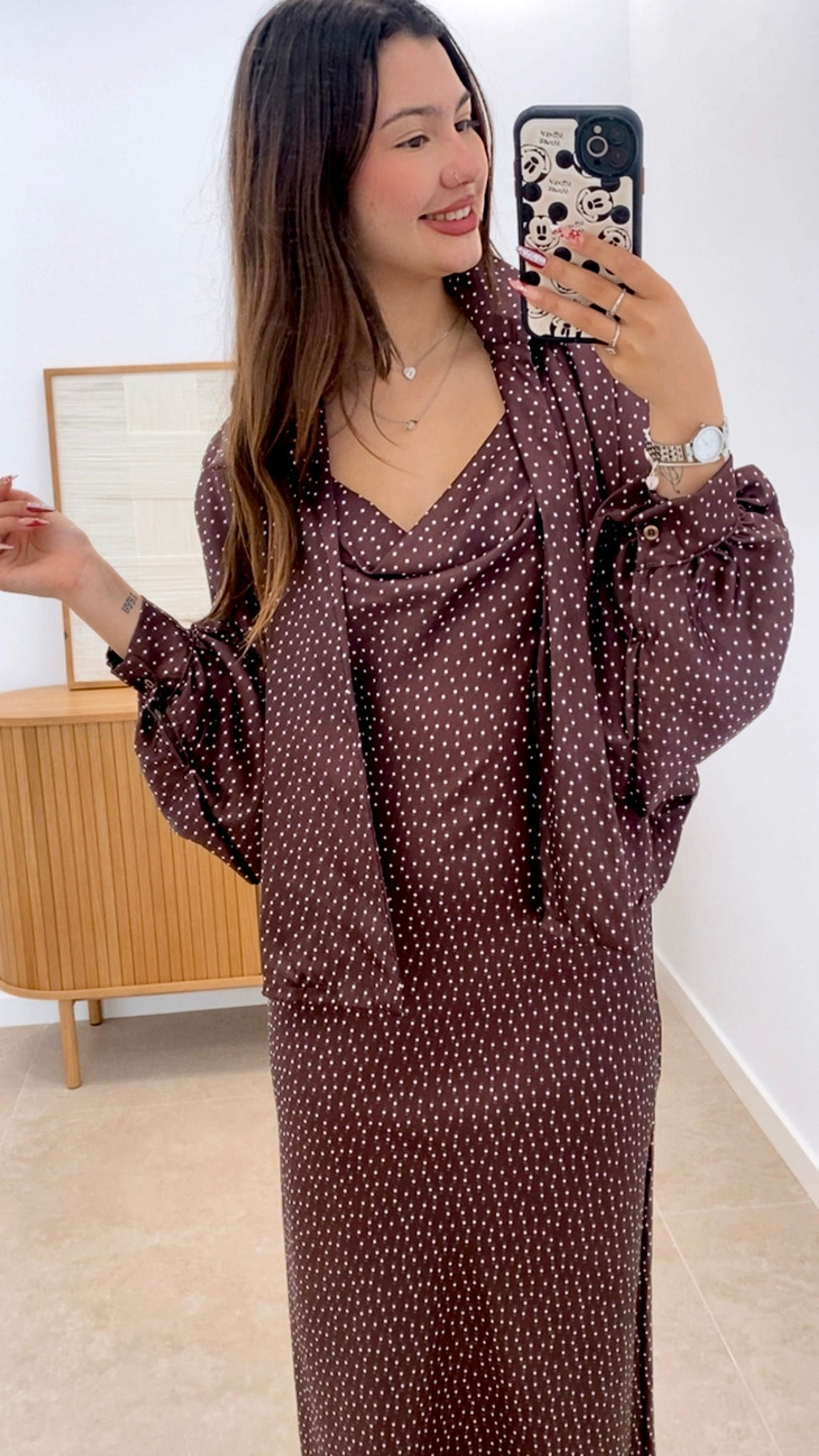 CONJUNTO VESTIDO Y REBECA LUNARES