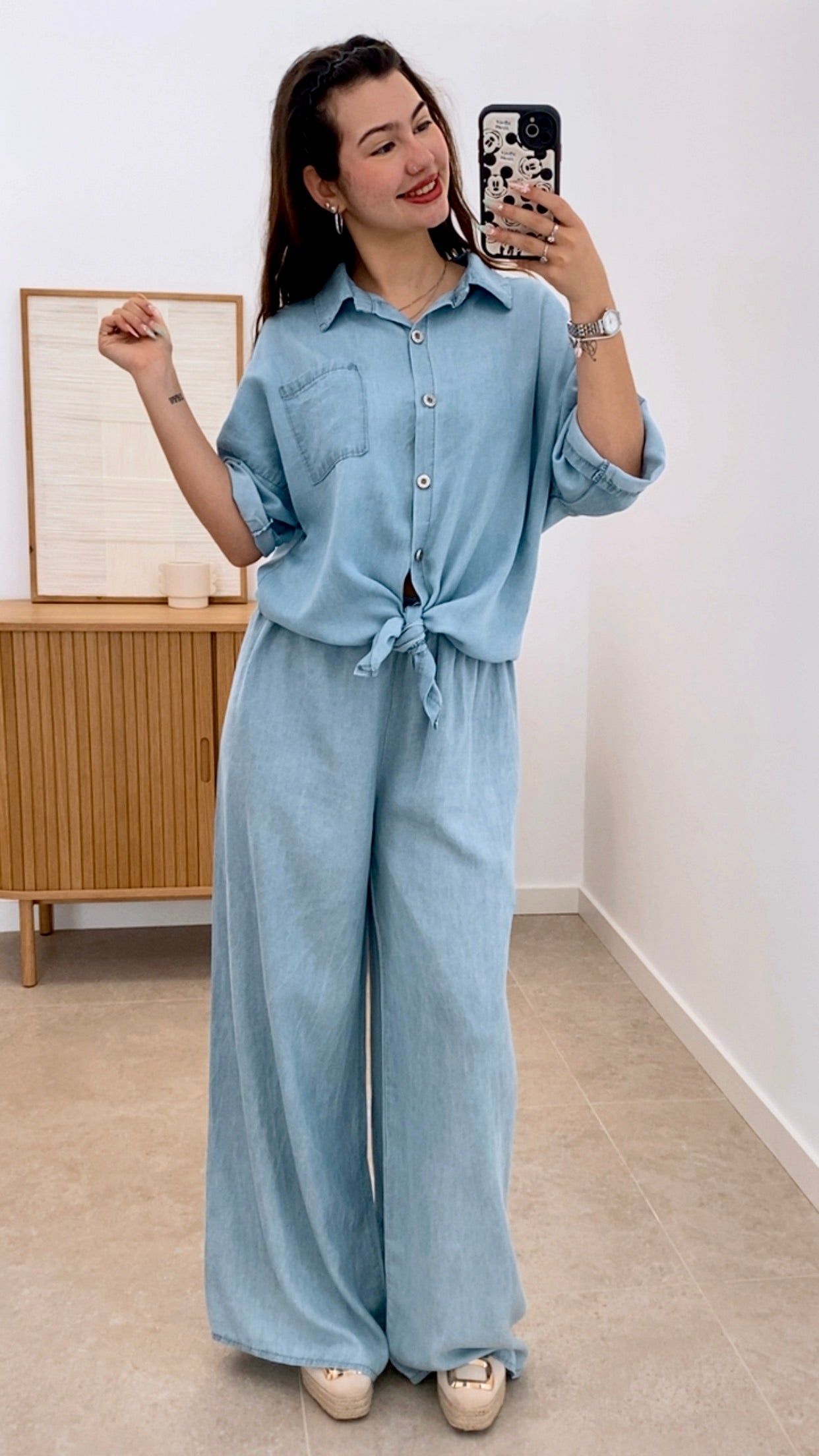 CONJUNTO DENIM PANTALÓN + CAMISA NUDO
