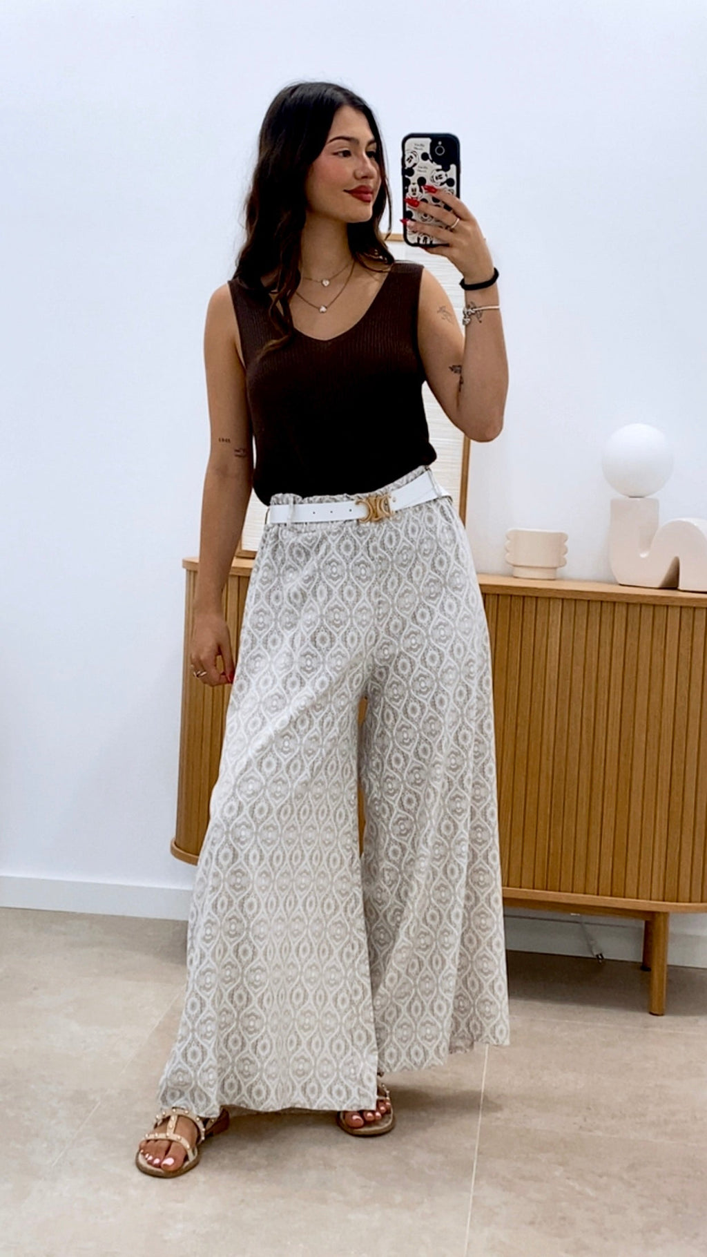 PANTALÓN PALAZZO ESTAMPADO + CINTURÓN