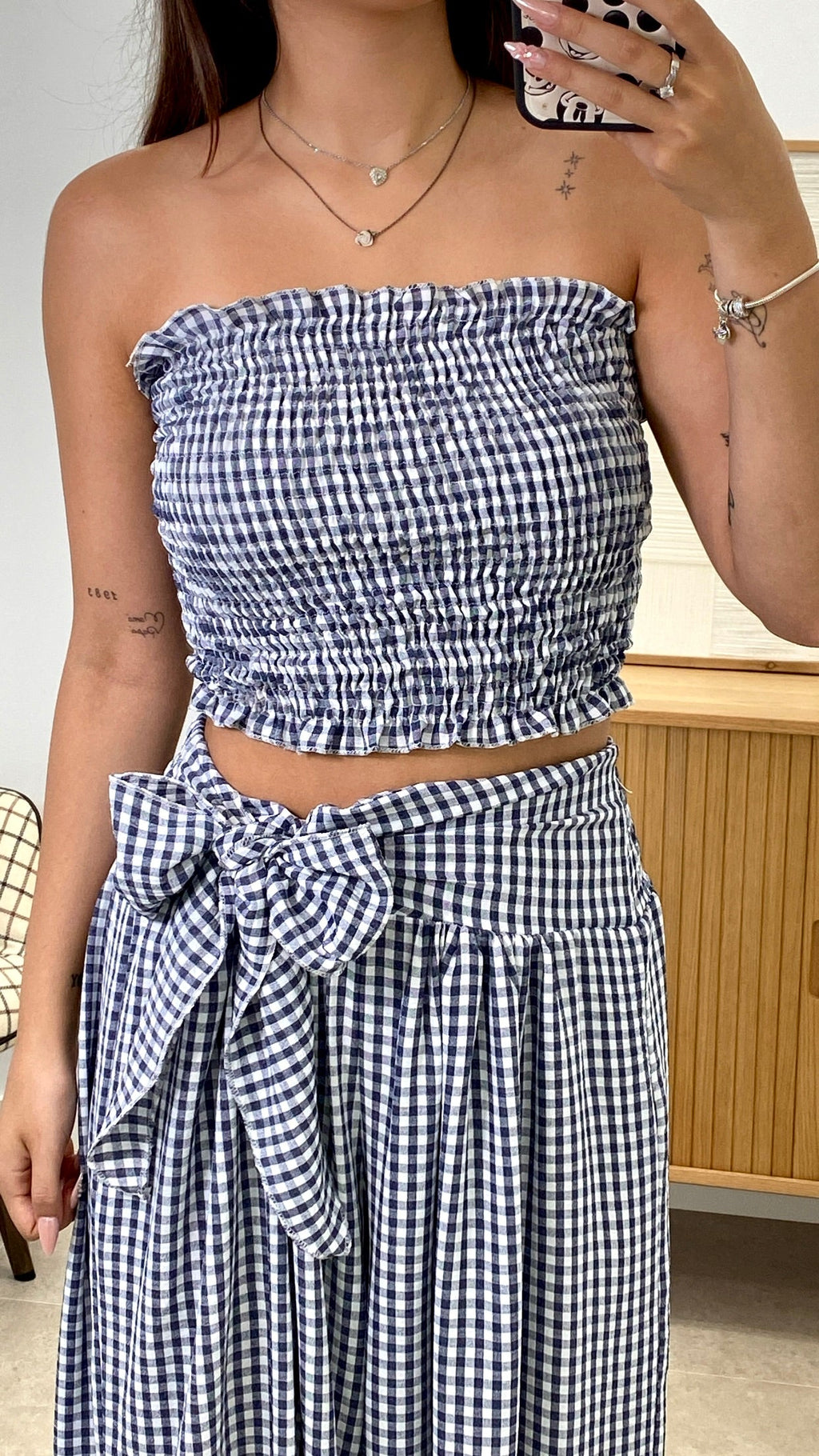 CONJUNTO VICHY BANDA + PANTALÓN ABIERTO