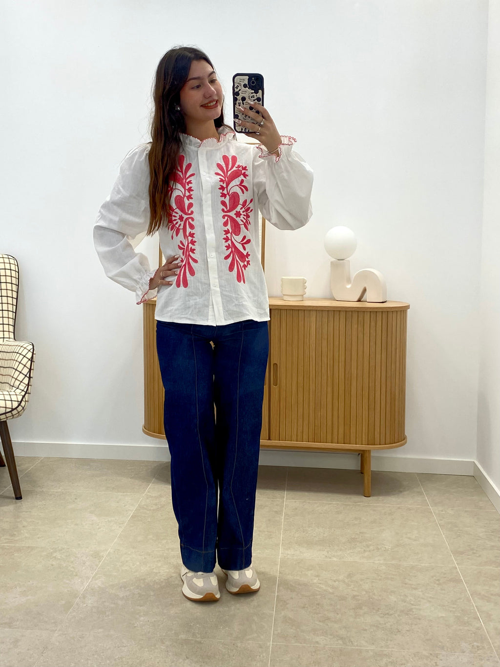 CAMISA BORDADA FUCSIA