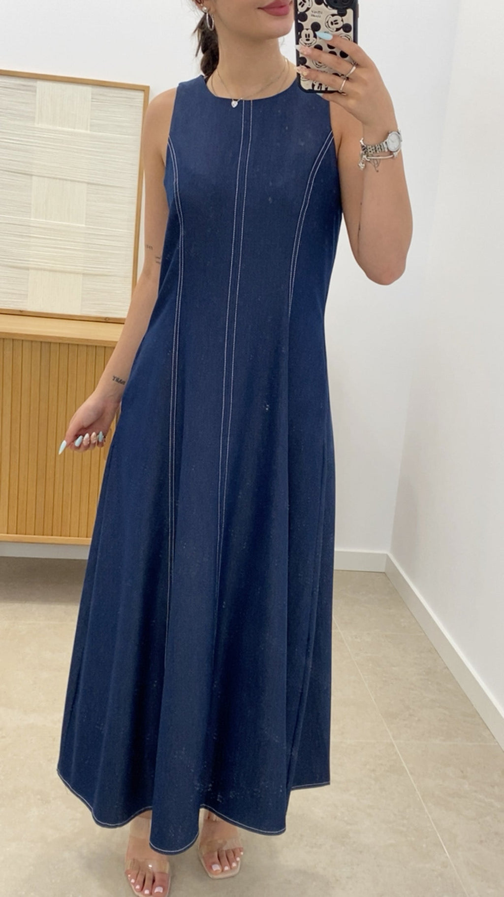VESTIDO DENIM COSTURA BLANCA