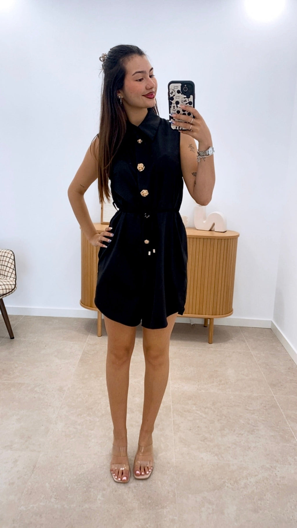 VESTIDO CAMISERO BOTONES DORADOS