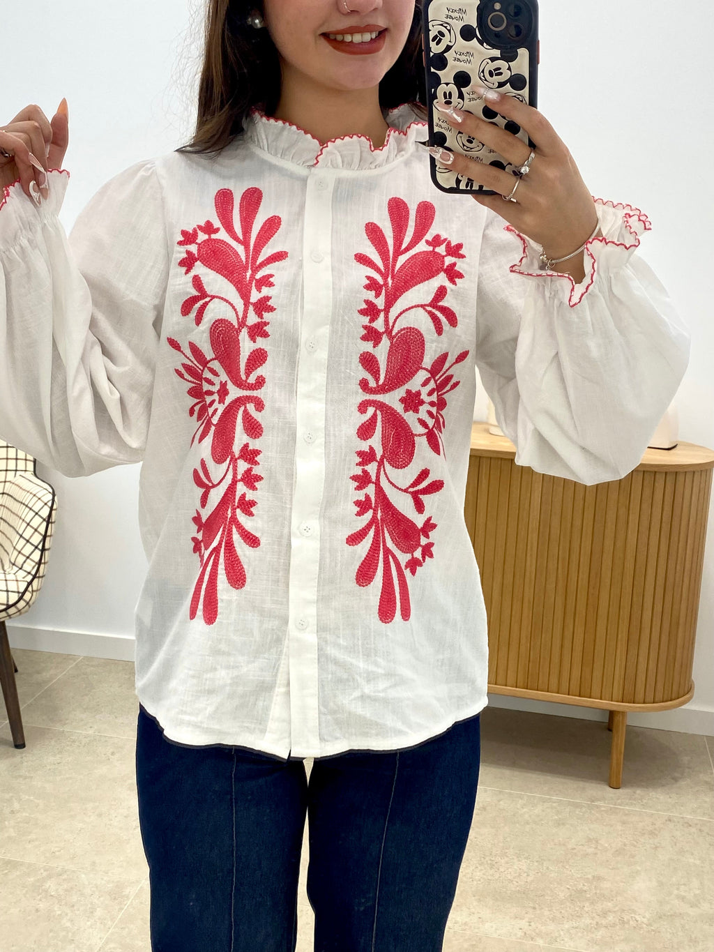 CAMISA BORDADA FUCSIA