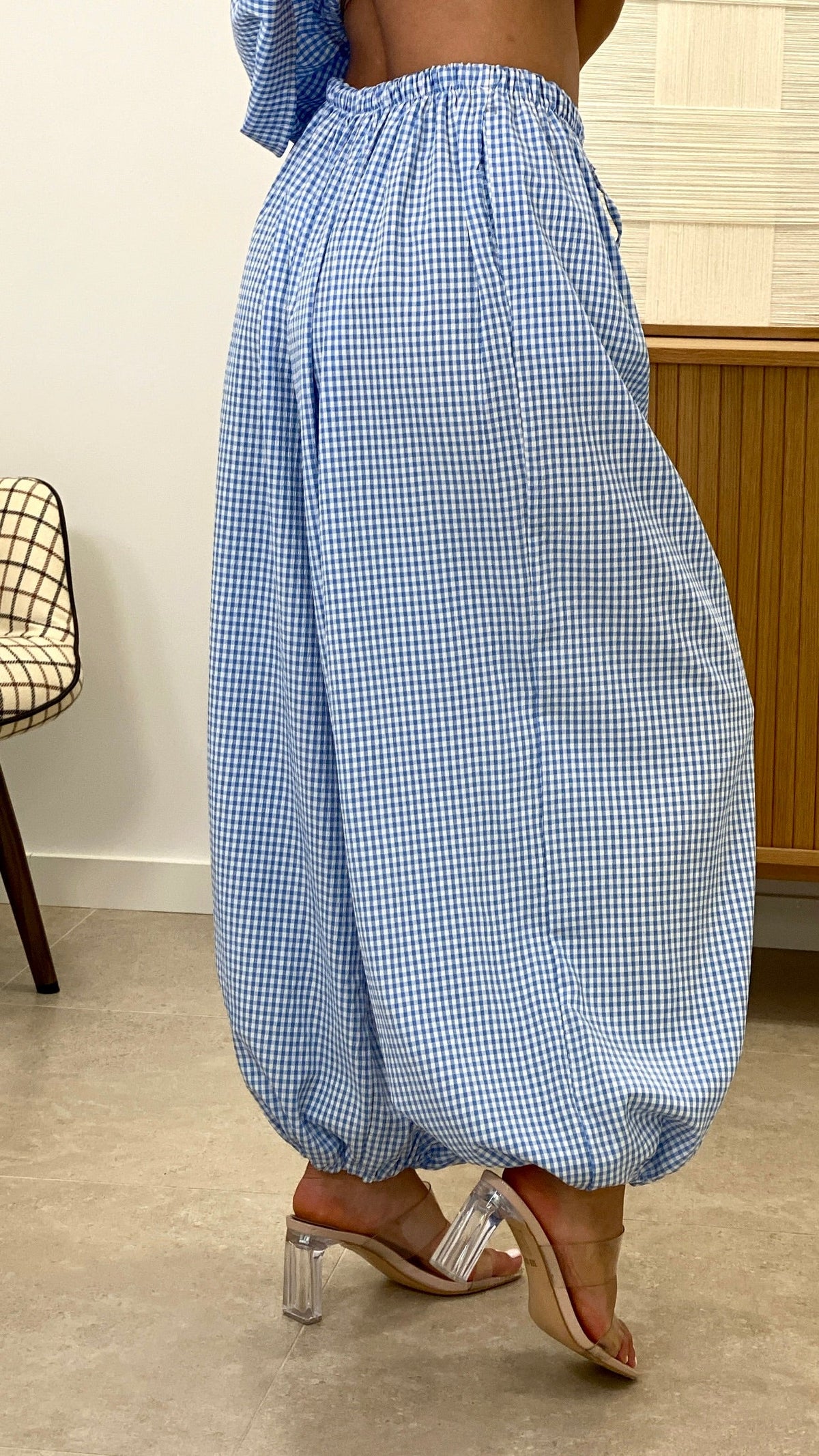 CONJUNTO TOP VUELO + PANTALÓN BOMBACHO VICHY