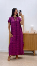 VESTIDO CUADROS MANGA ENGOMADA