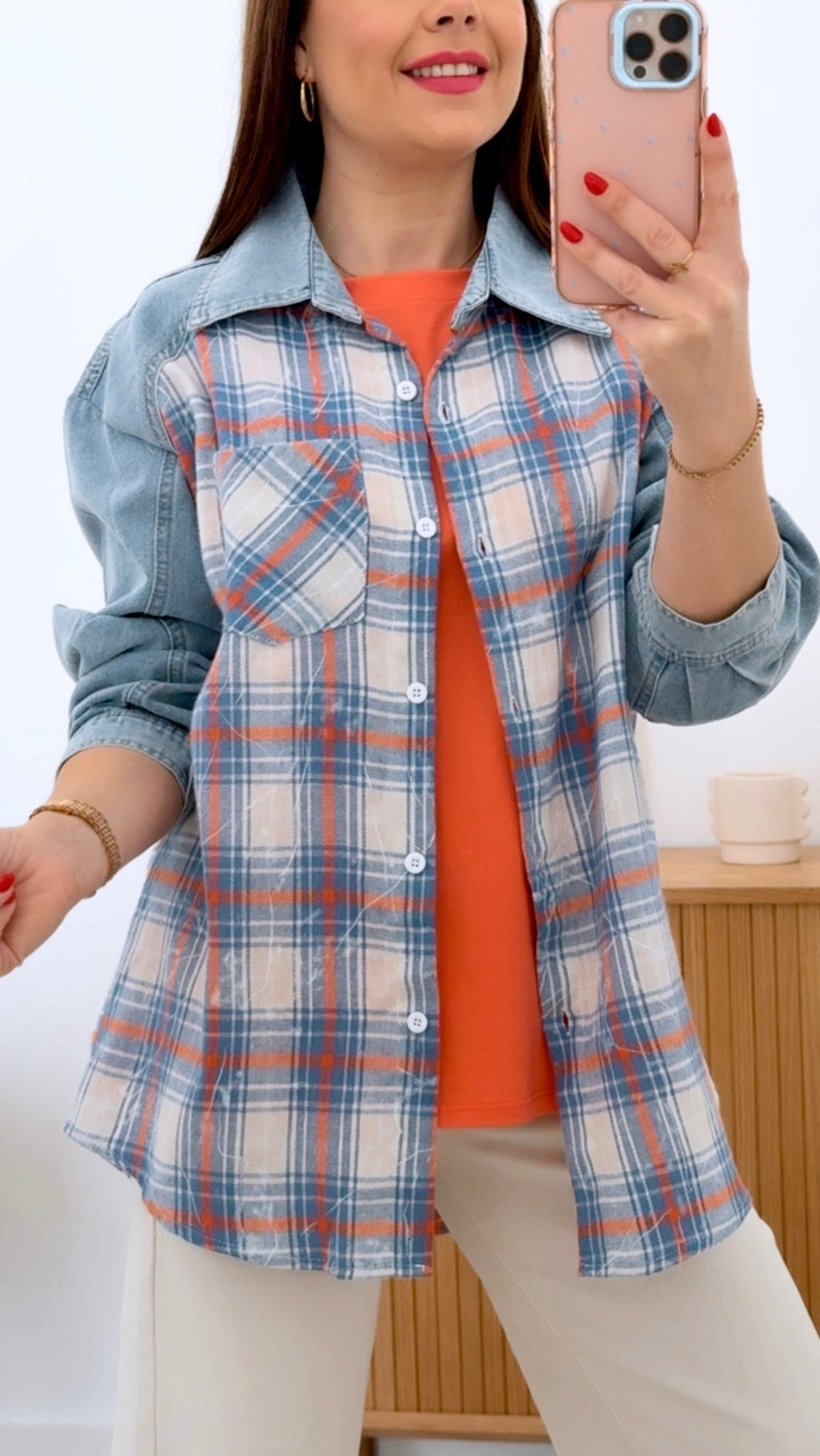 CAMISA COMBINADA MANGAS DENIM