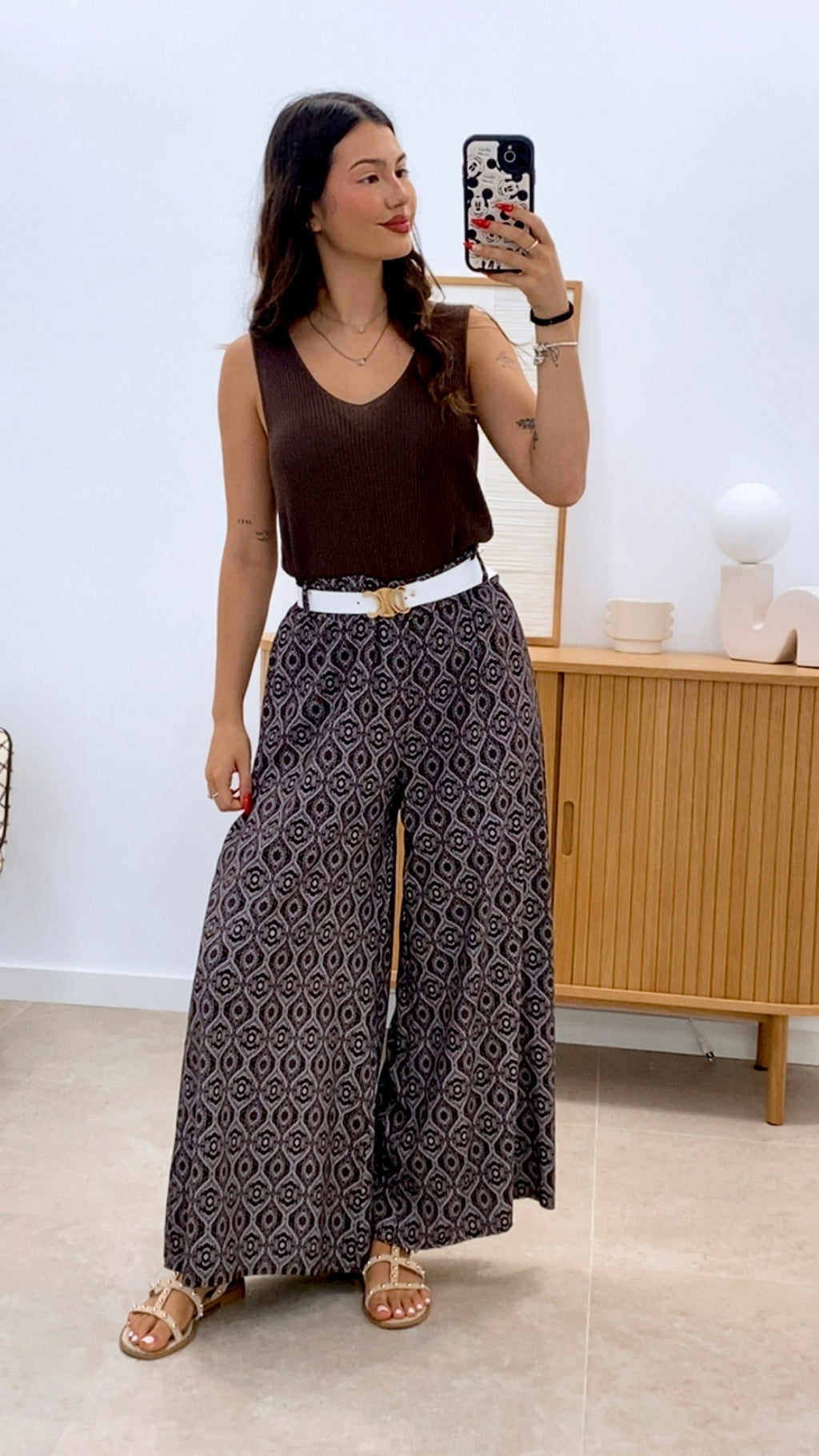 PANTALÓN PALAZZO ESTAMPADO + CINTURÓN