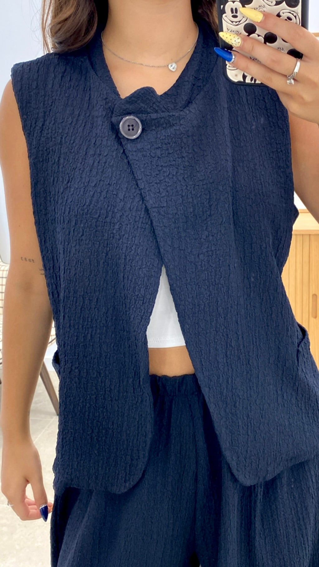 CONJUNTO CHALECO CRUZADO Y PANTALÓN BOMBACHO  CREPÉ