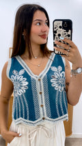 CHALECO DENIM BORDADO