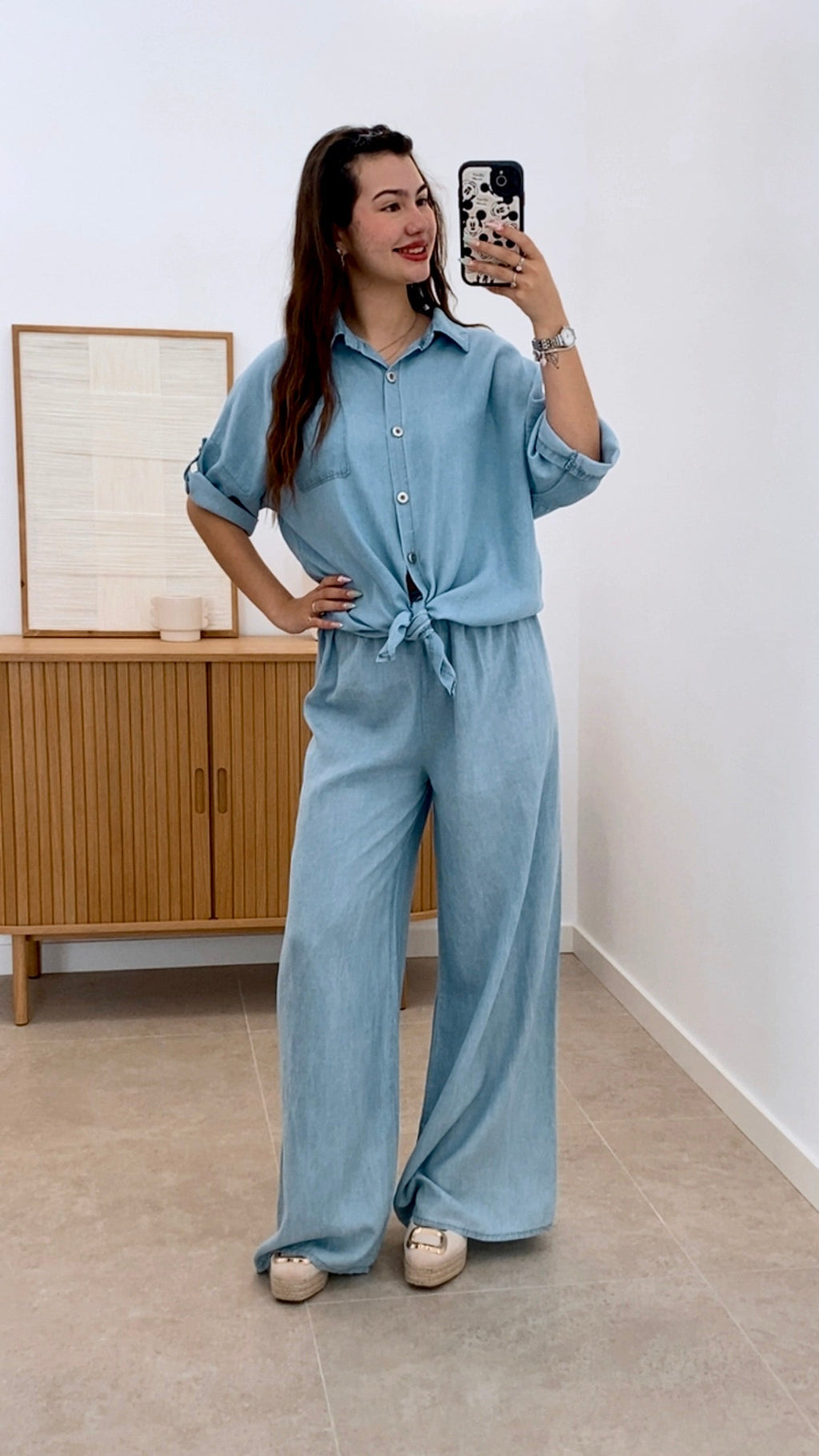CONJUNTO DENIM PANTALÓN + CAMISA NUDO