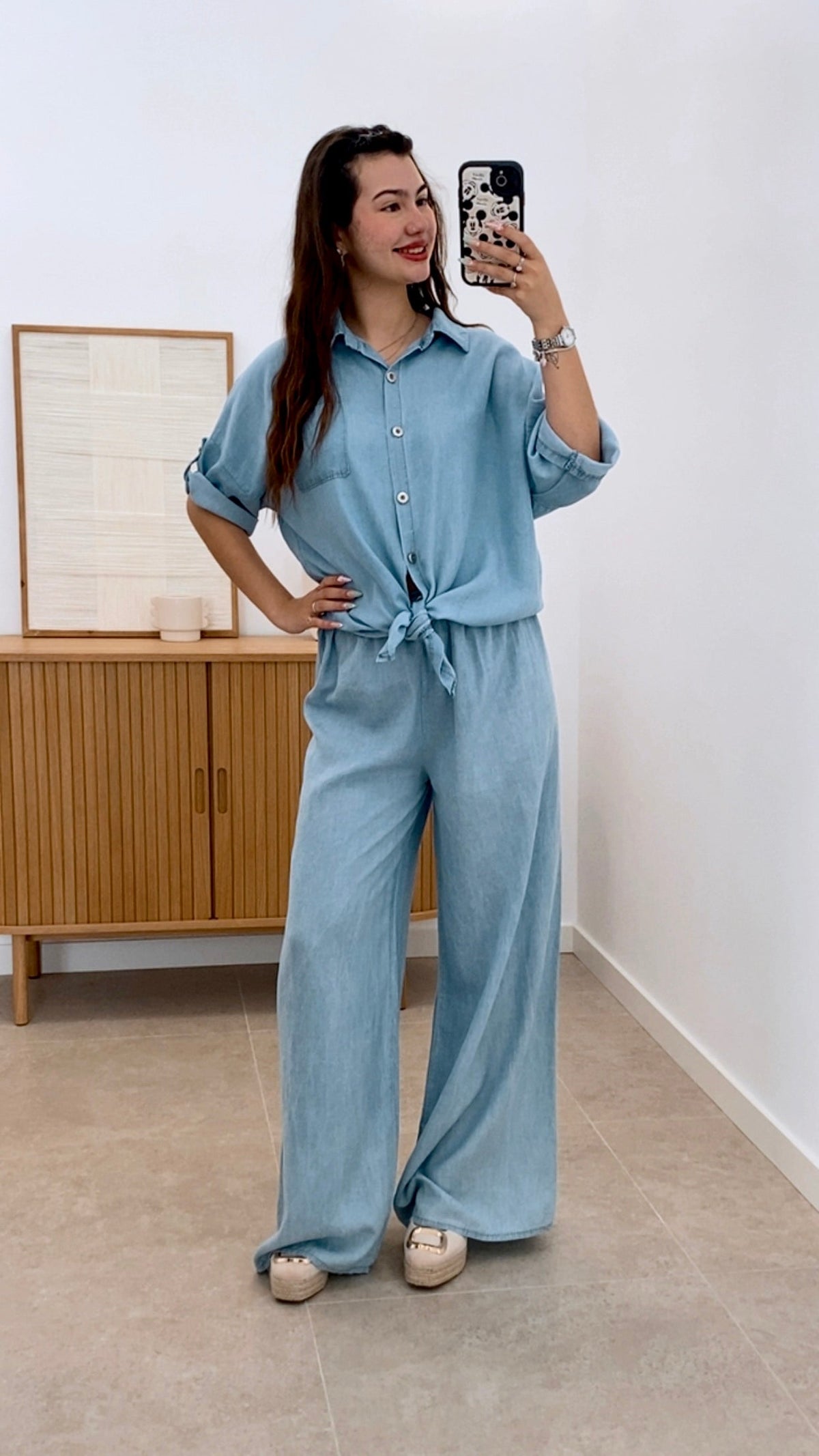 CONJUNTO DENIM PANTALÓN + CAMISA NUDO