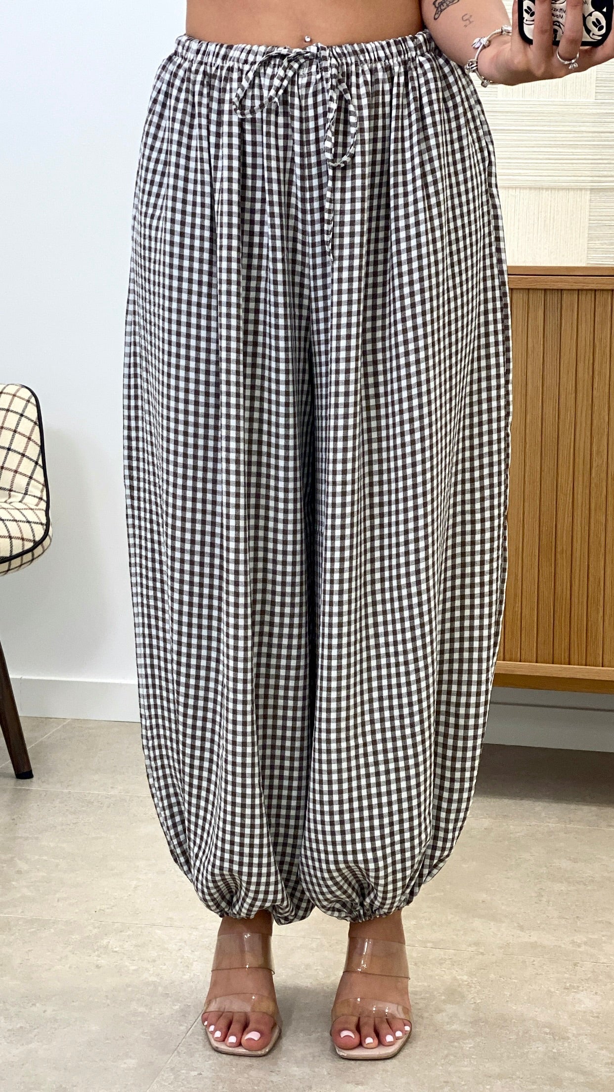 CONJUNTO TOP VUELO + PANTALÓN BOMBACHO VICHY