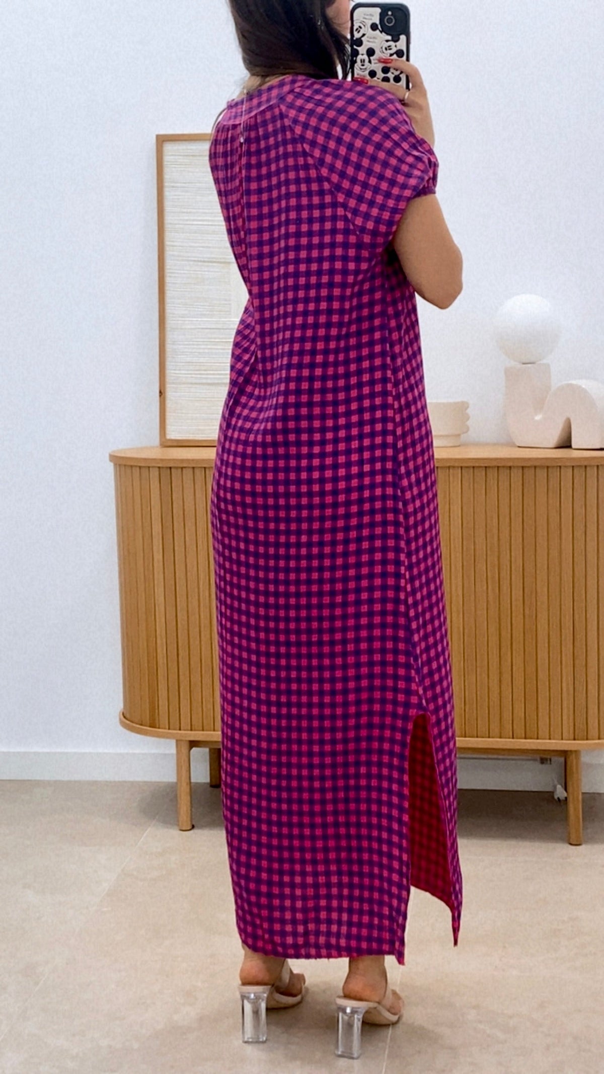 VESTIDO CUADROS MANGA ENGOMADA