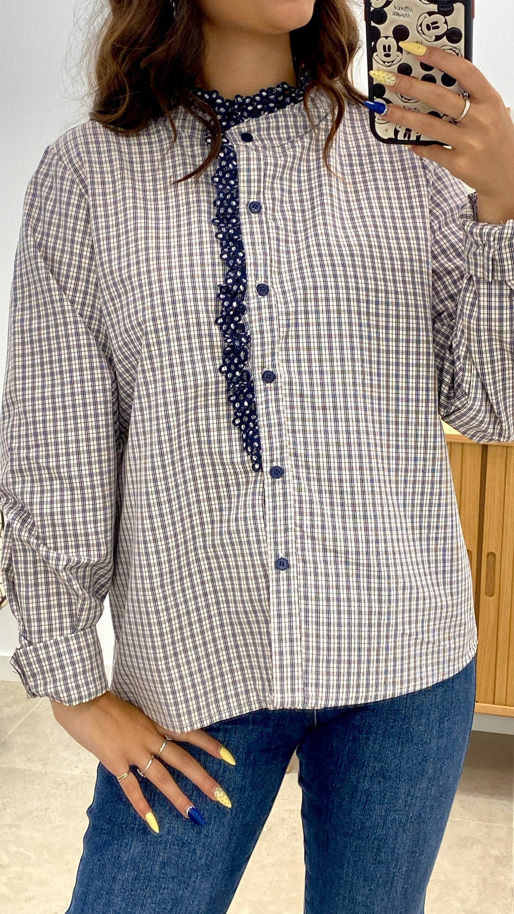 CAMISA CUADRITOS DETALLE FLOR