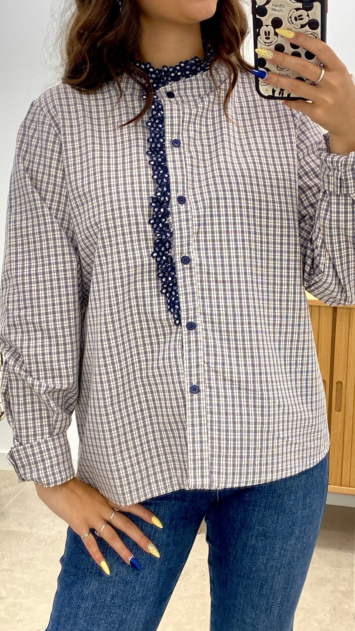 CAMISA CUADRITOS DETALLE FLOR