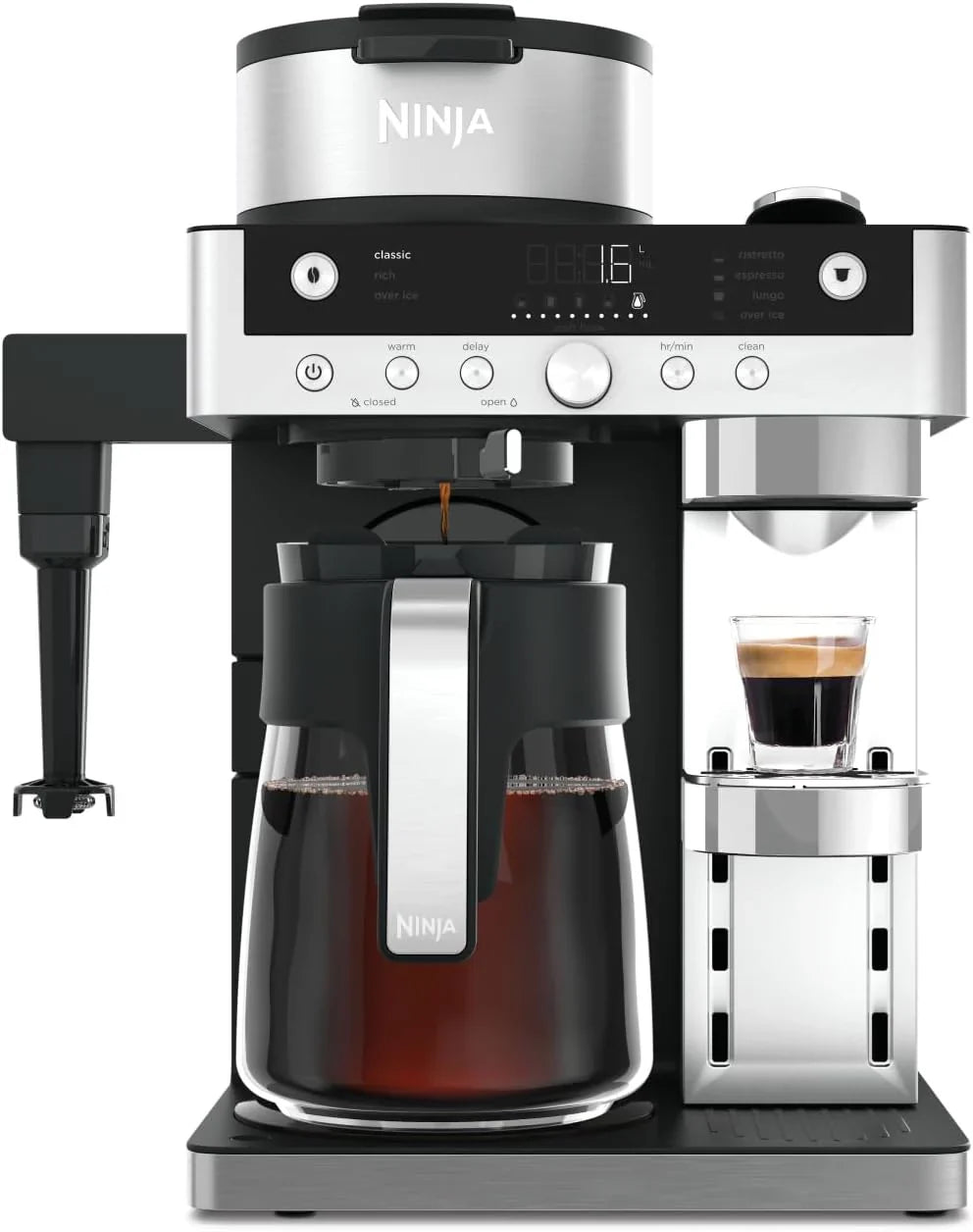 Ninja Prestige CFN802EU 2-in-1 Filter and Pod Coffee Maker with Built-In Frother, Brews Lattes, Iced Coffee and Flat Whites, Black