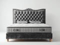 Camas dobles tapizadas 200x160x120 cm - gris oscuro - diseño clásico capitoné