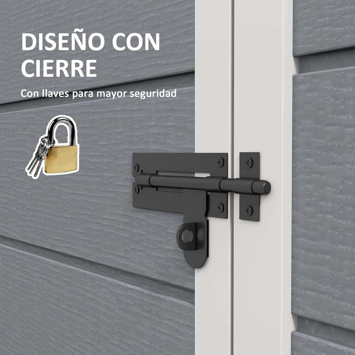 Outsunny Caseta de Jardín Exterior, 1,14 m², 151x92x193 cm, Cobertizo de Jardín Exterior con Suelo, Puerta Corredera, Ventana y Techo Inclinado, para Almacenamiento de Herramientas, Gris