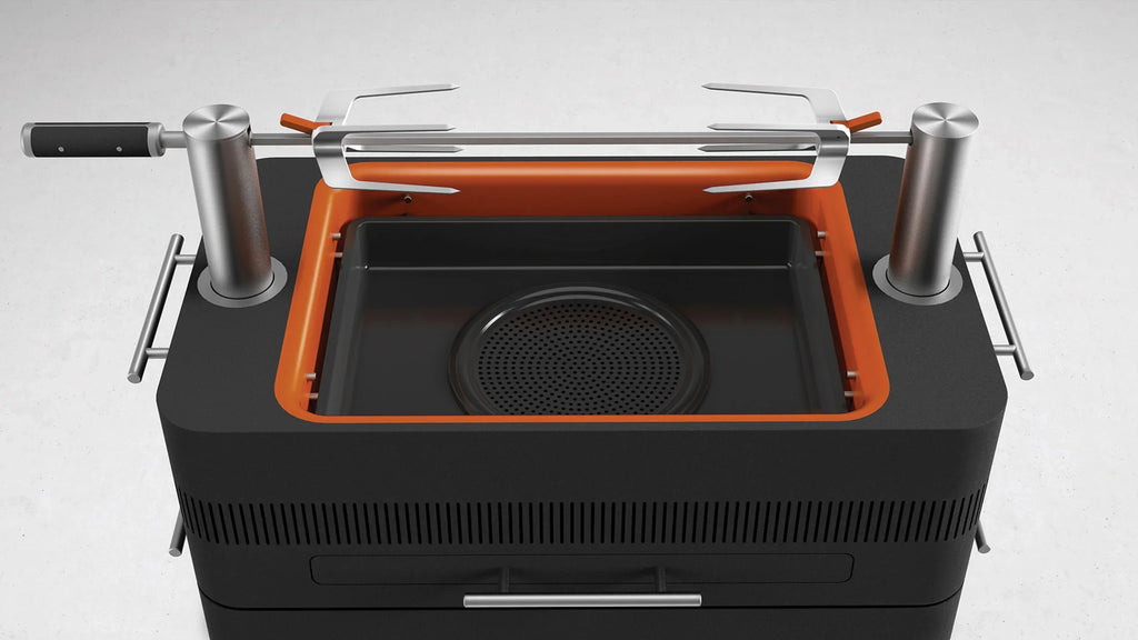 2026 Barbacoa de Carbón con Encendido Eléctrico – 1400W Fast Flame Ignition™ – Incluye Rosticero (15 kg) y Soporte de Pie