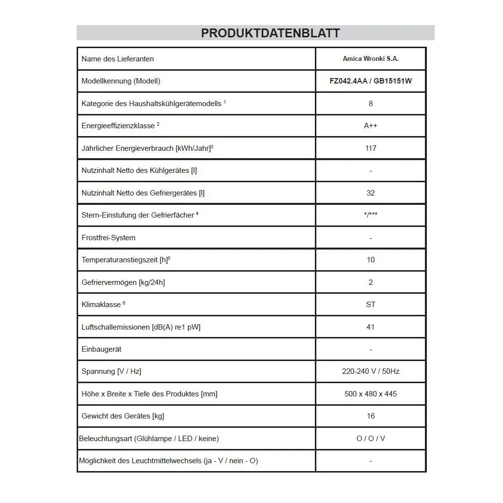 2025 Congelador arcón Amica GB15151W blanco 32 litros