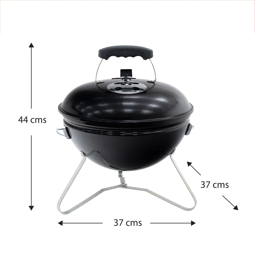 Barbacoa De Carbón Portátil De Sobremesa Kekai Tahoe  37x37x44 Cm Tapa Con Sistema De Transporte Y Bloqueo Esmaltado Negro