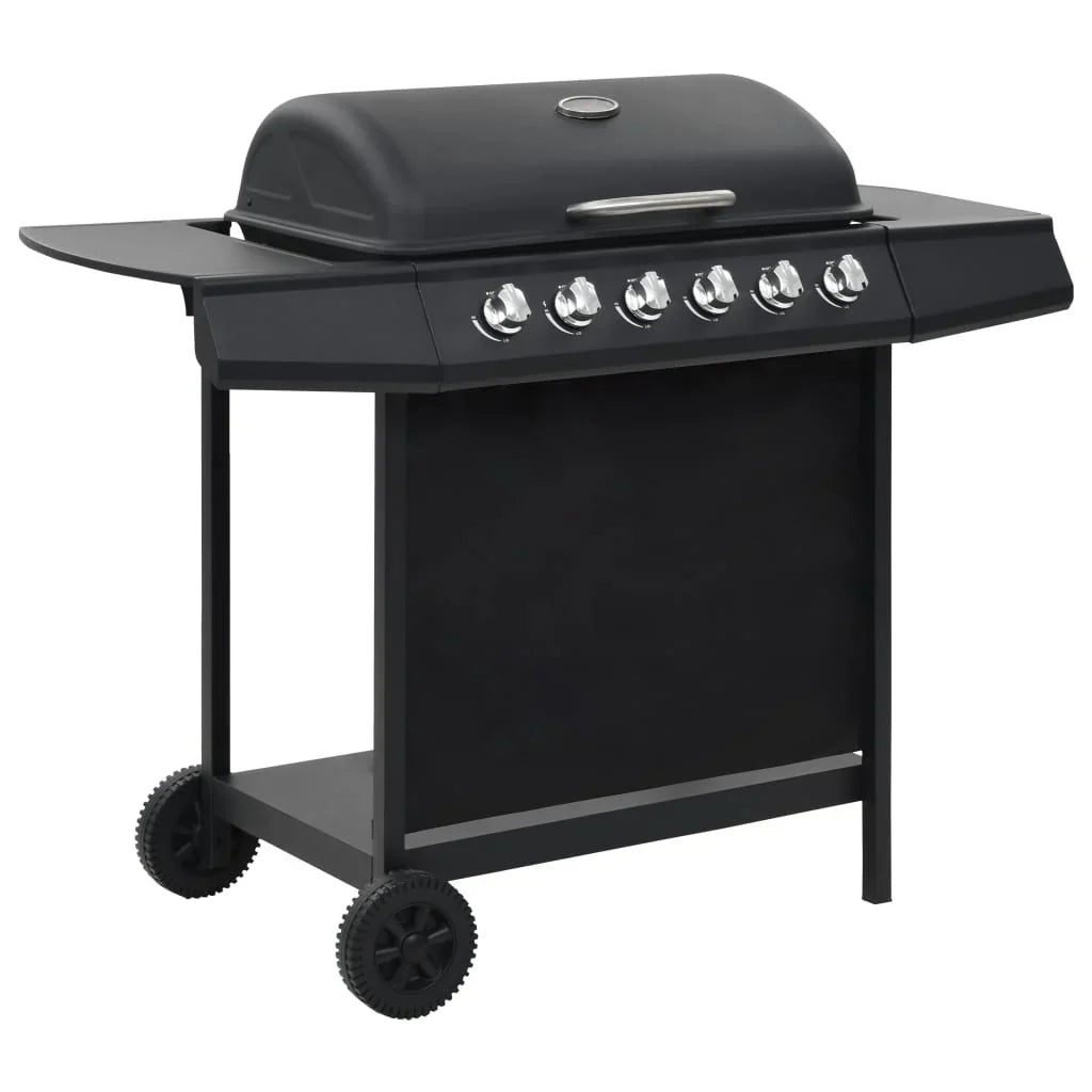 Barbacoa portátil de gas con 6 zonas de cocción negra de acero V3794