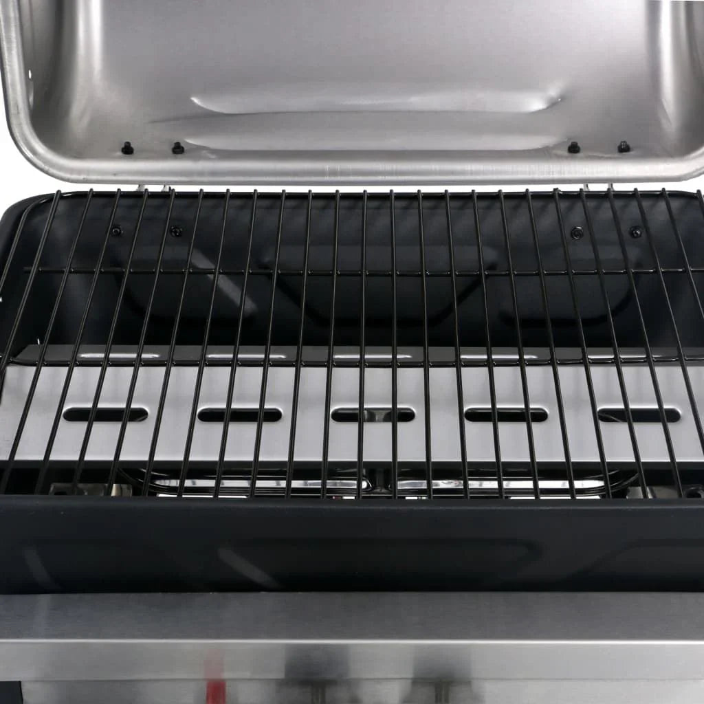 Barbacoa Portátil De Gas Con Mesita 3 Estantes Negro Y Plateado Vidaxl