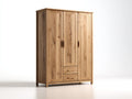 Armarios de tres puertas de madera con cajones 160x60x200 cm roble - diseño natural - para dormitorio