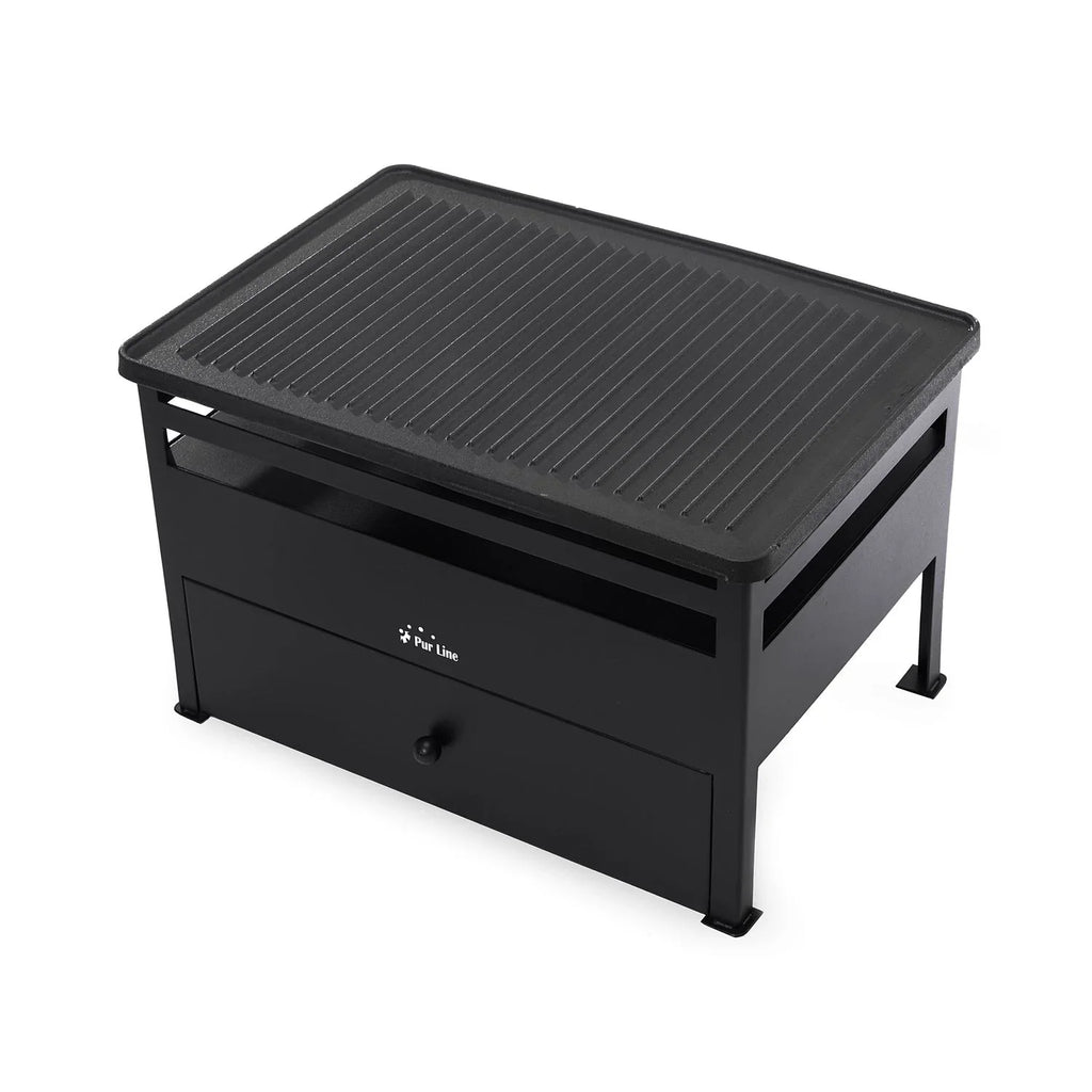 Barbacoa De Etanol 1.5l Acero Rojo Y Plancha Rectangular De Hierro