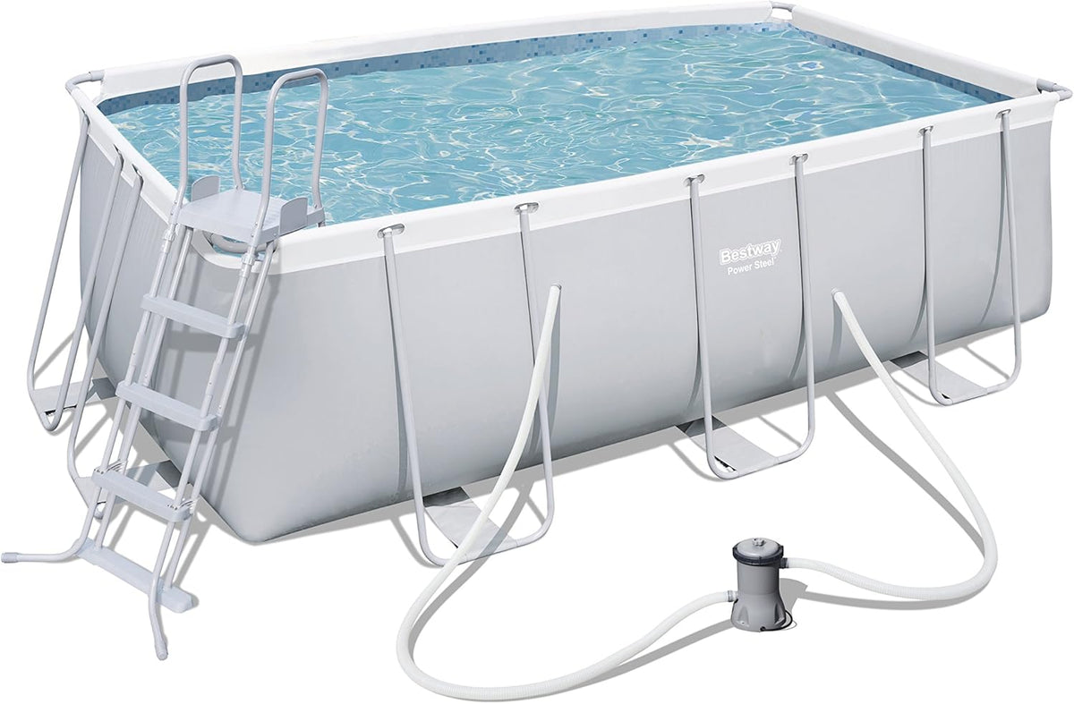 BESTWAY 56456 - Piscina Desmontable Tubular Power Steel, Depuradora de cartucho de 2.006 litros/hora, 412x201x122 cm