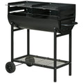 Barbacoa De Carbón De Metal 90x45x96 Cm-outsunny. Negro