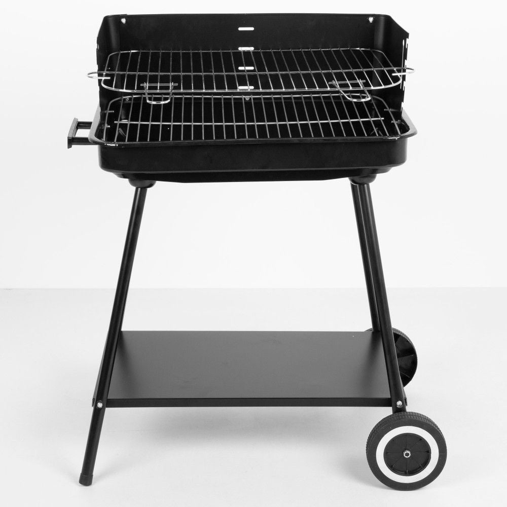 Barbacoa Portátil De Acero 55x43x82 Cm - Aktive. Negro